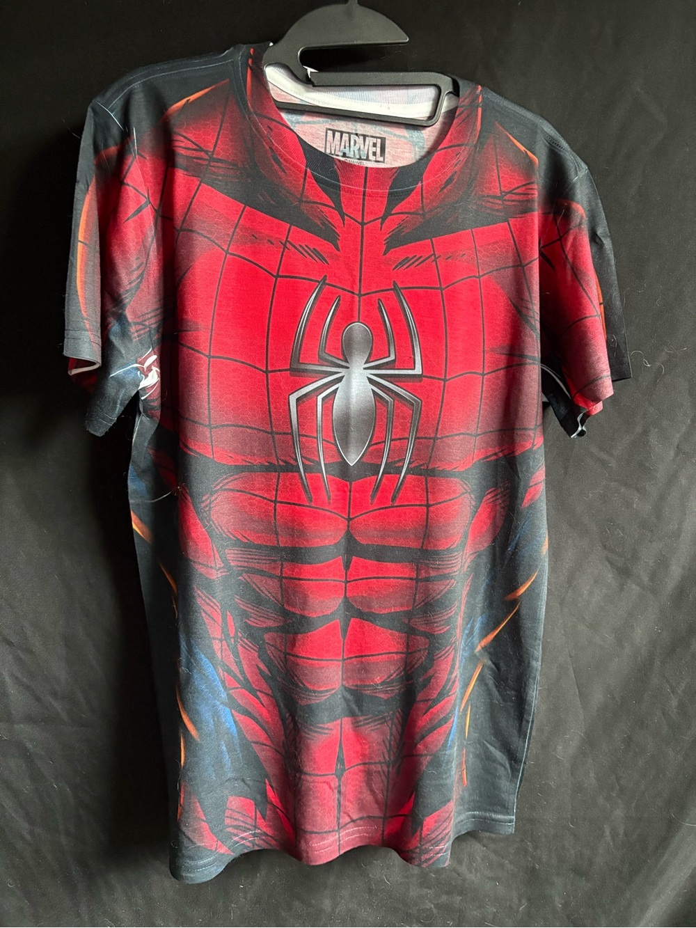 Marvel Red & Black Spider-Man Muscular Chest Graphic Tee
